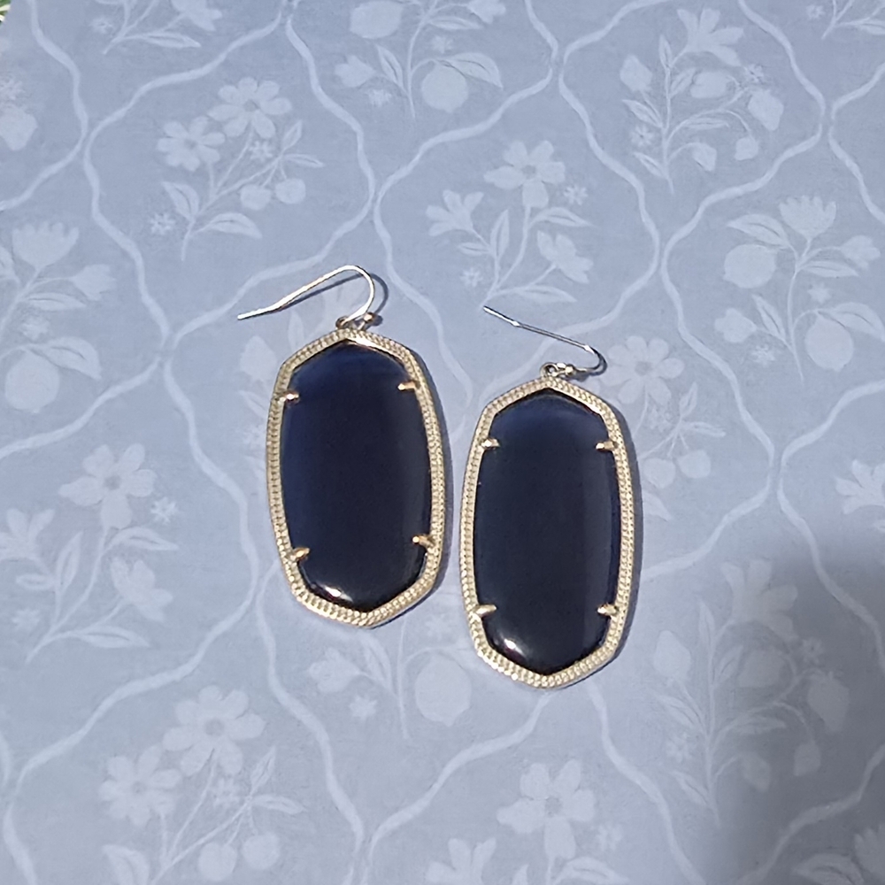 Kendra Scott Danielle Earrings- Blue Cats Eye Glass - Picture 2 of 3